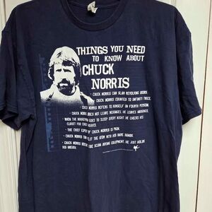 Chuck Norris mens 2xl blue short sleeve shirt like new condition 2010